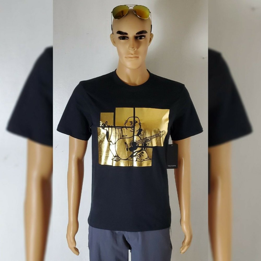 TRUE RELIGION BUDDHA FOIL PANE SS TEE MEN'S SHORT SLEEVE CREW NECK - Picture 2 of 7